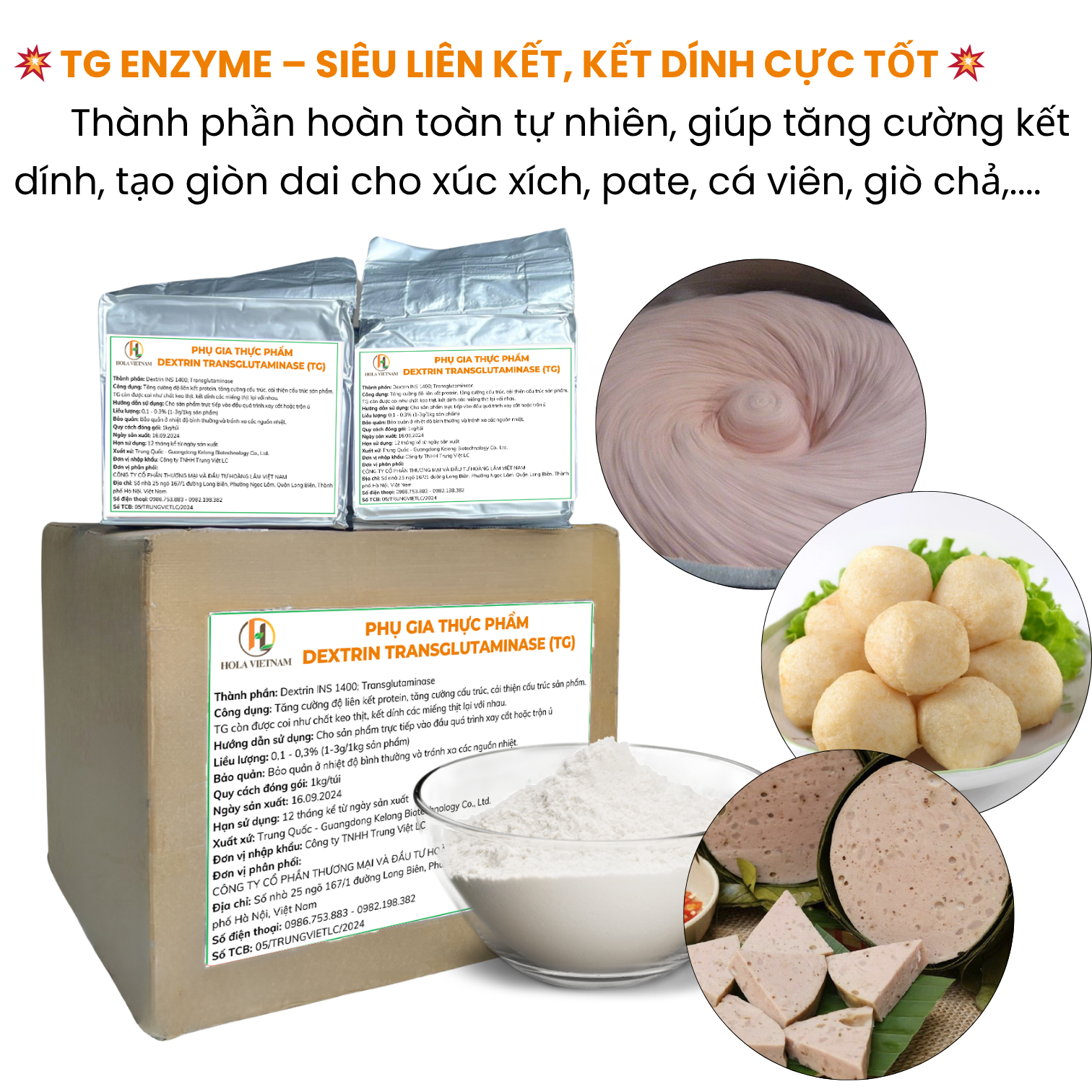 Enzym Liên kết chat ho tro che bien TG Enzyme